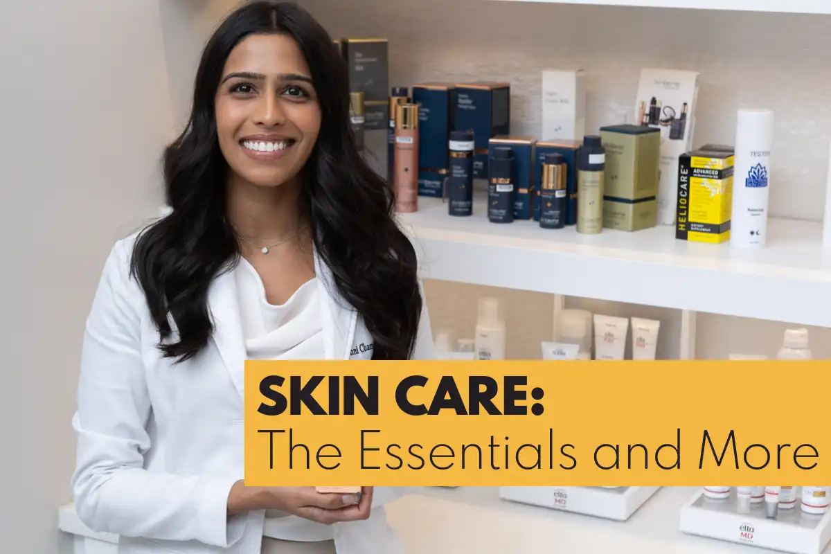 Roshni Changela with some favorite skin care products.